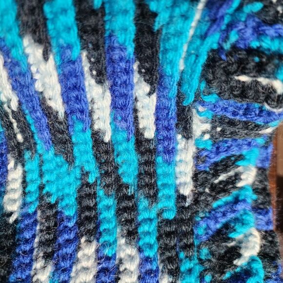 New Handmade Crochet Ribbed Balaclava Blue & Black Mask Hood Hats main image 5